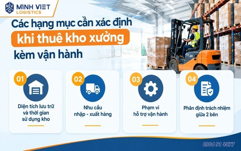 Các hạng mục cần xác định khi thuê kho xưởng kèm vận hành